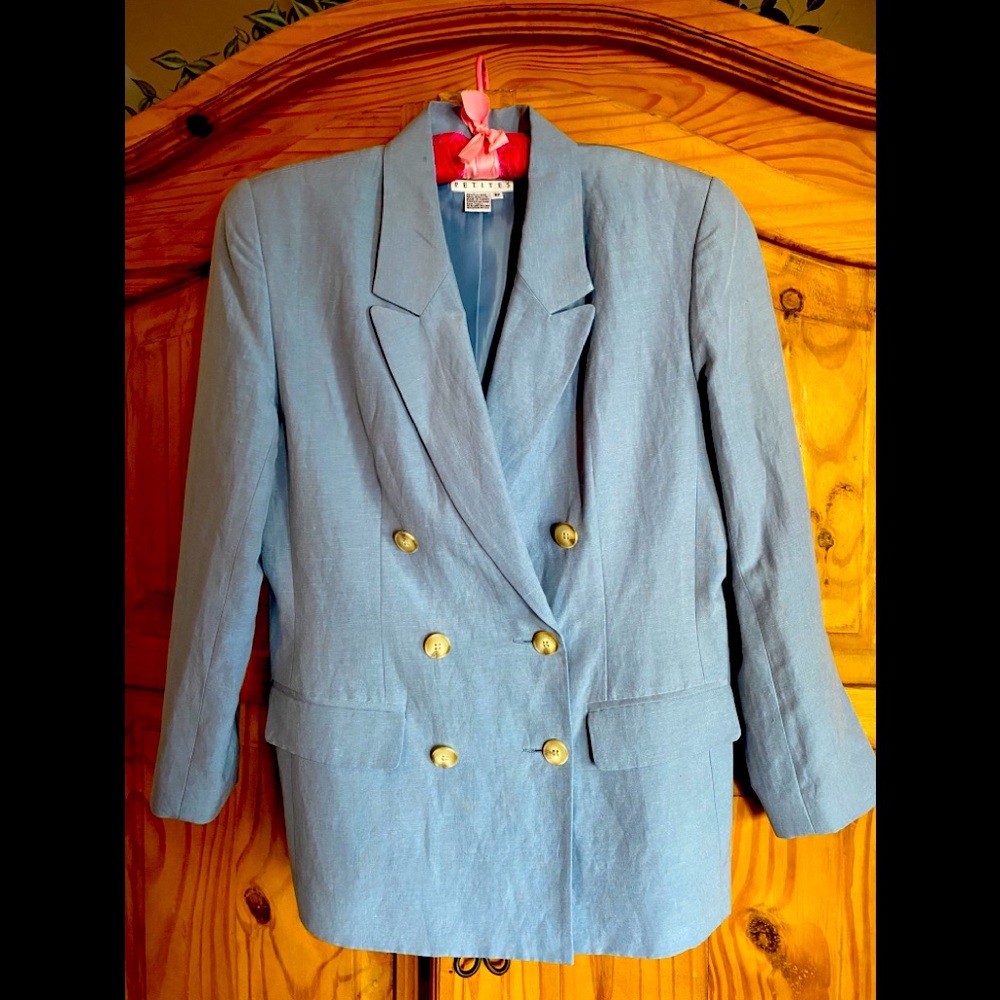 Talbots silk blend 8P blazer sky blue